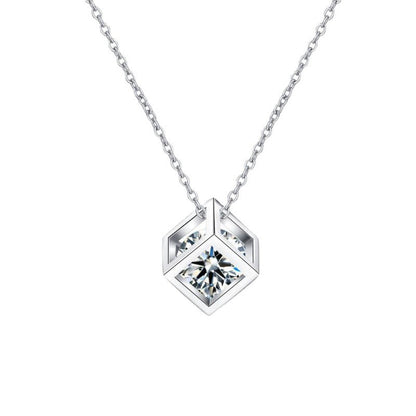 [Leaves]GEOMETRIC SUGAR-CUBE MOISSANITE NECKLACE