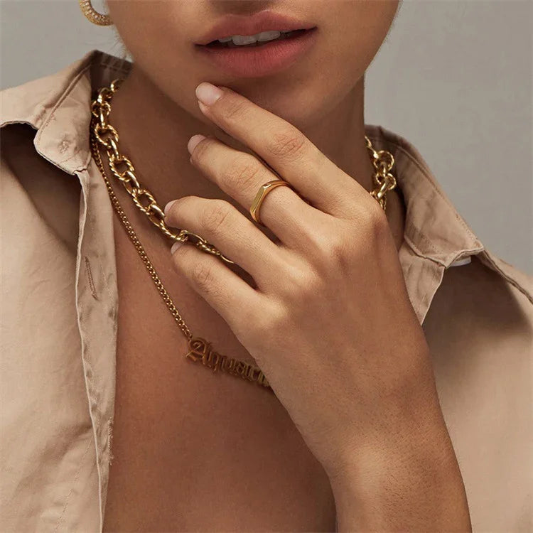 [Royal&Vicky]Sasha Geometric Gold Ring