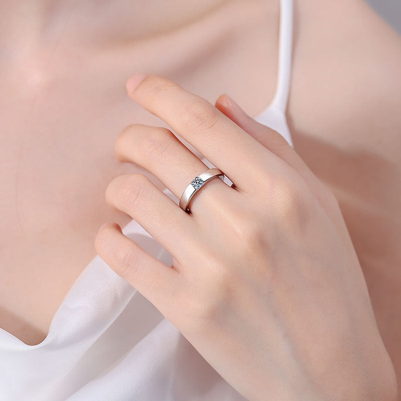 [Leaves]SLEEK MINIMALIST COUPLE'S MOISSANITE RING