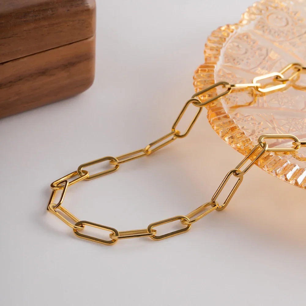 [Royal&Vicky]Ria Gold Paperclip Chain Necklace