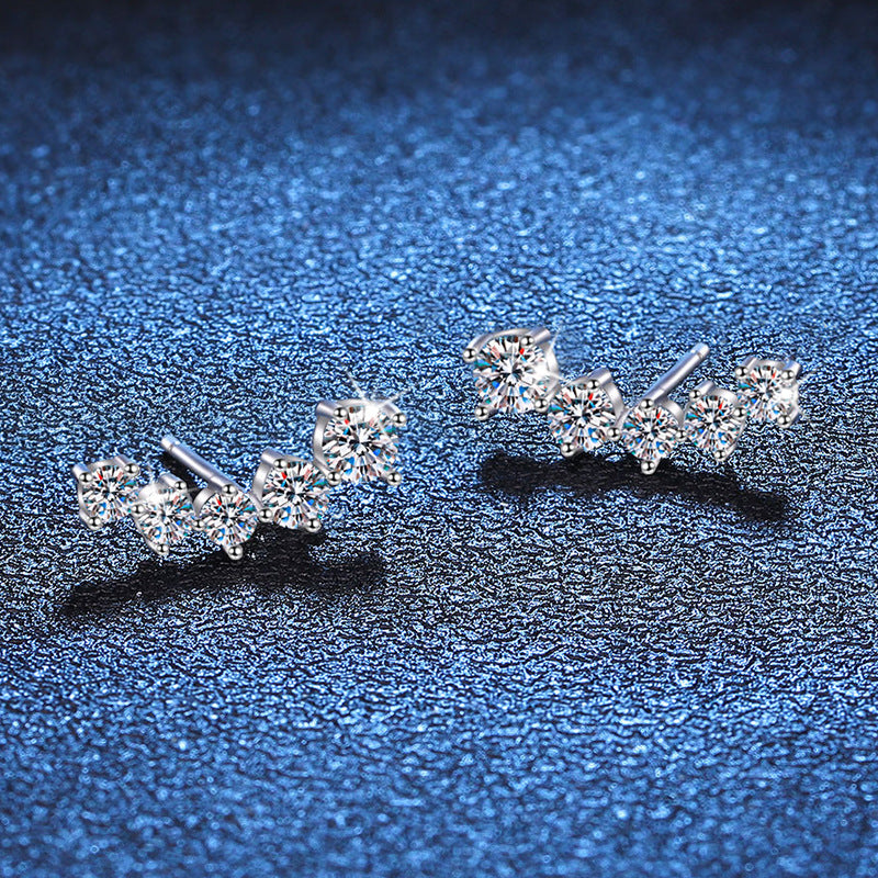 [Leaves]SPARKLING SMILE ARC MOISSANITE STUD EARRINGS