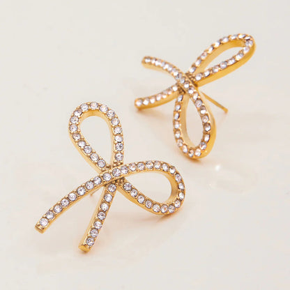 [Royal&Vicky]Dannah Diamond Bow Tie Earrings