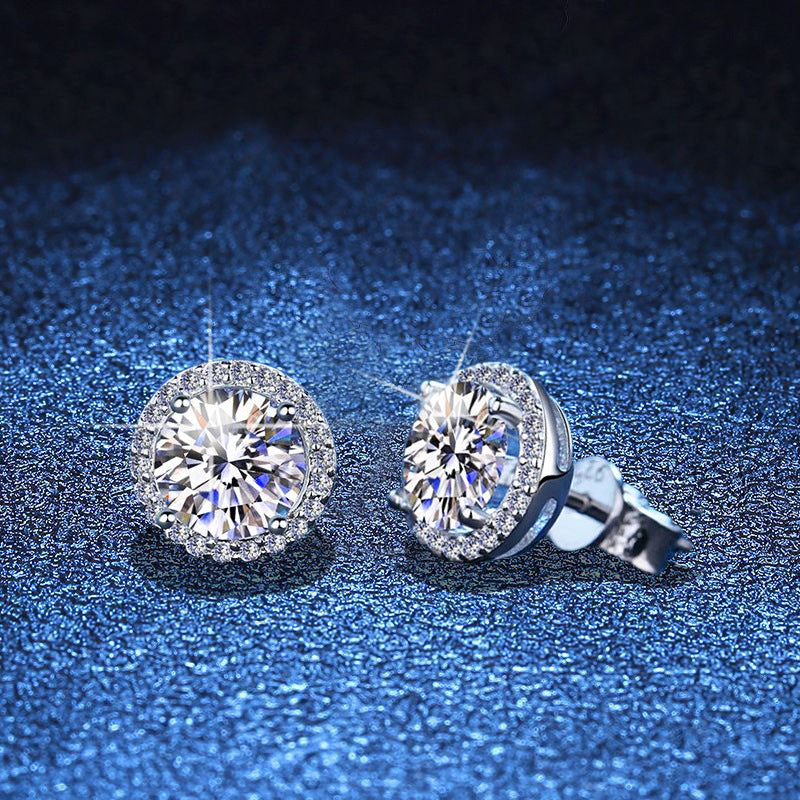 [Leaves]CLASSIC 4-PRONG ROUND MOISSANITE STUD EARRINGS