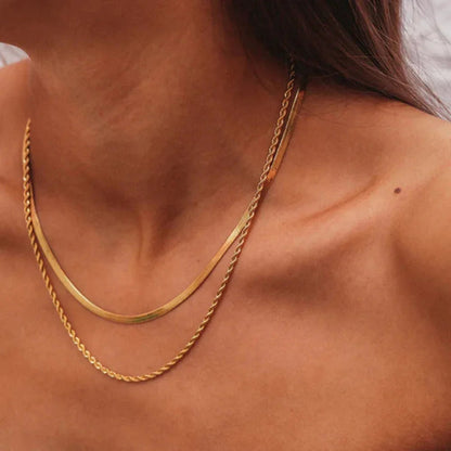 [Royal&Vicky]Hailey Layered Gold Chain Necklace