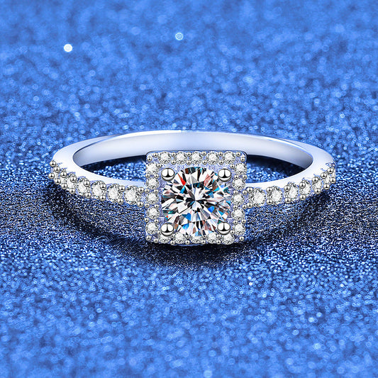 [Leaves]DAINTY SUGAR-CUBE MOISSANITE RING