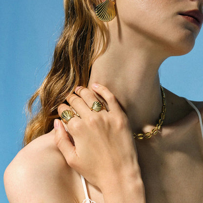 [Royal&Vicky]Nicole Seashell Gold Earrings