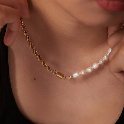 [Royal&Vicky]Dualia Gold Pearl Necklace