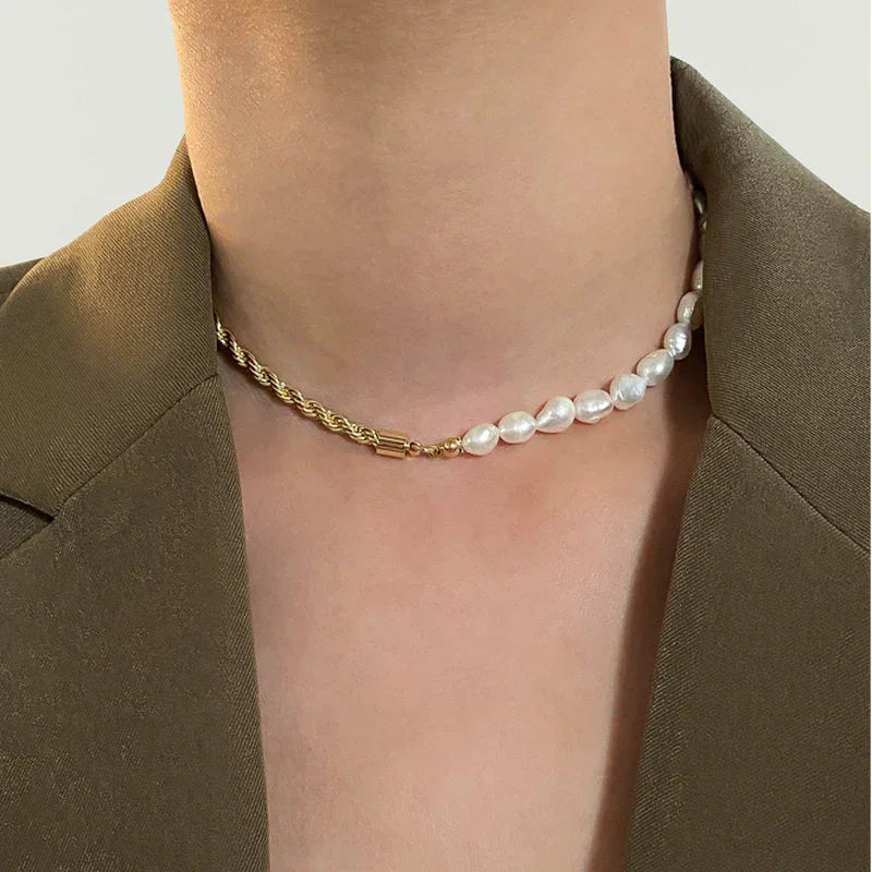 [Royal&Vicky]Dualia Gold Pearl Necklace