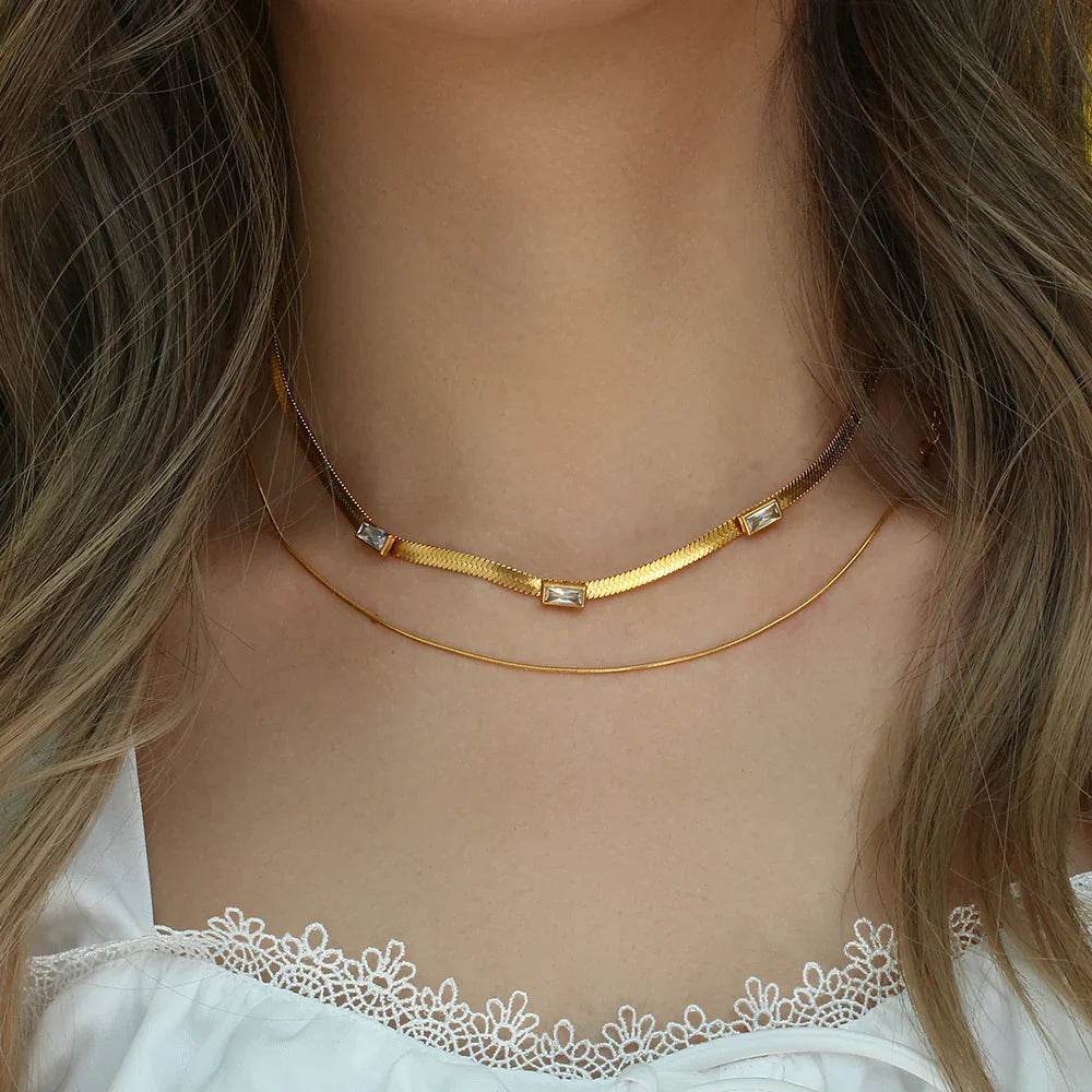 [Royal&Vicky]Eve Herringbone Gold Necklace