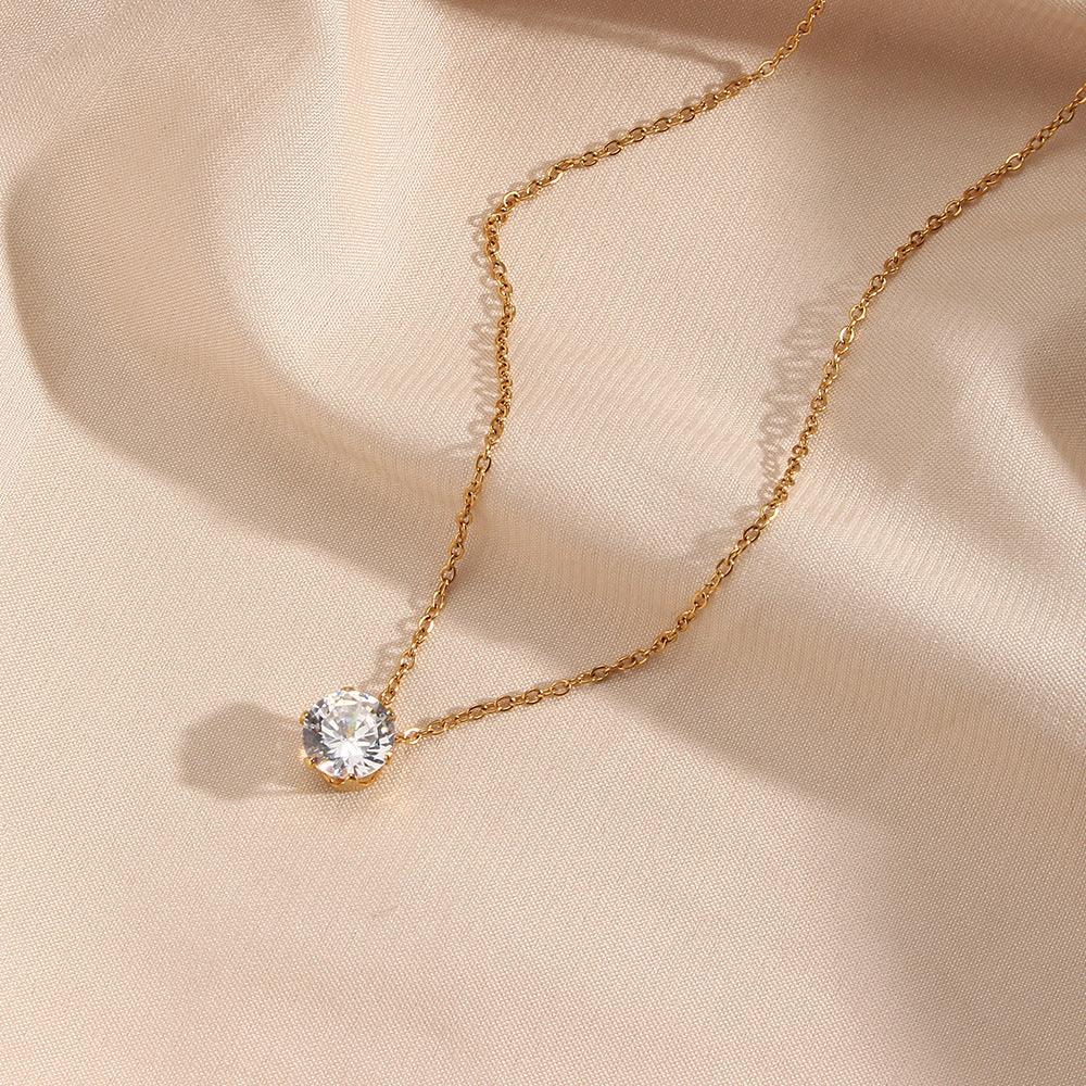 [Royal&Vicky]Kyla Solitaire Gold Necklace
