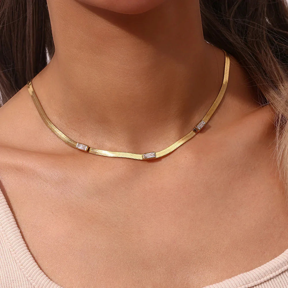 [Royal&Vicky]Eve Herringbone Gold Necklace