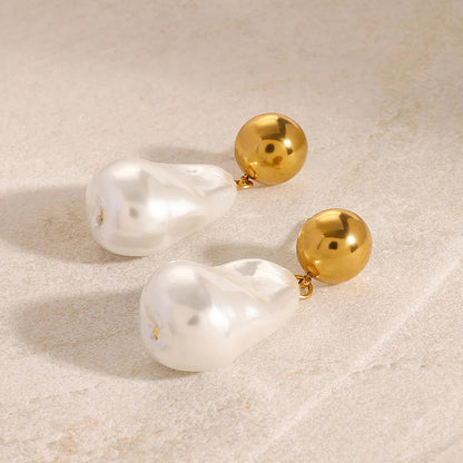 [Royal&Vicky]Ariana Chunky Pearl Drop Earrings
