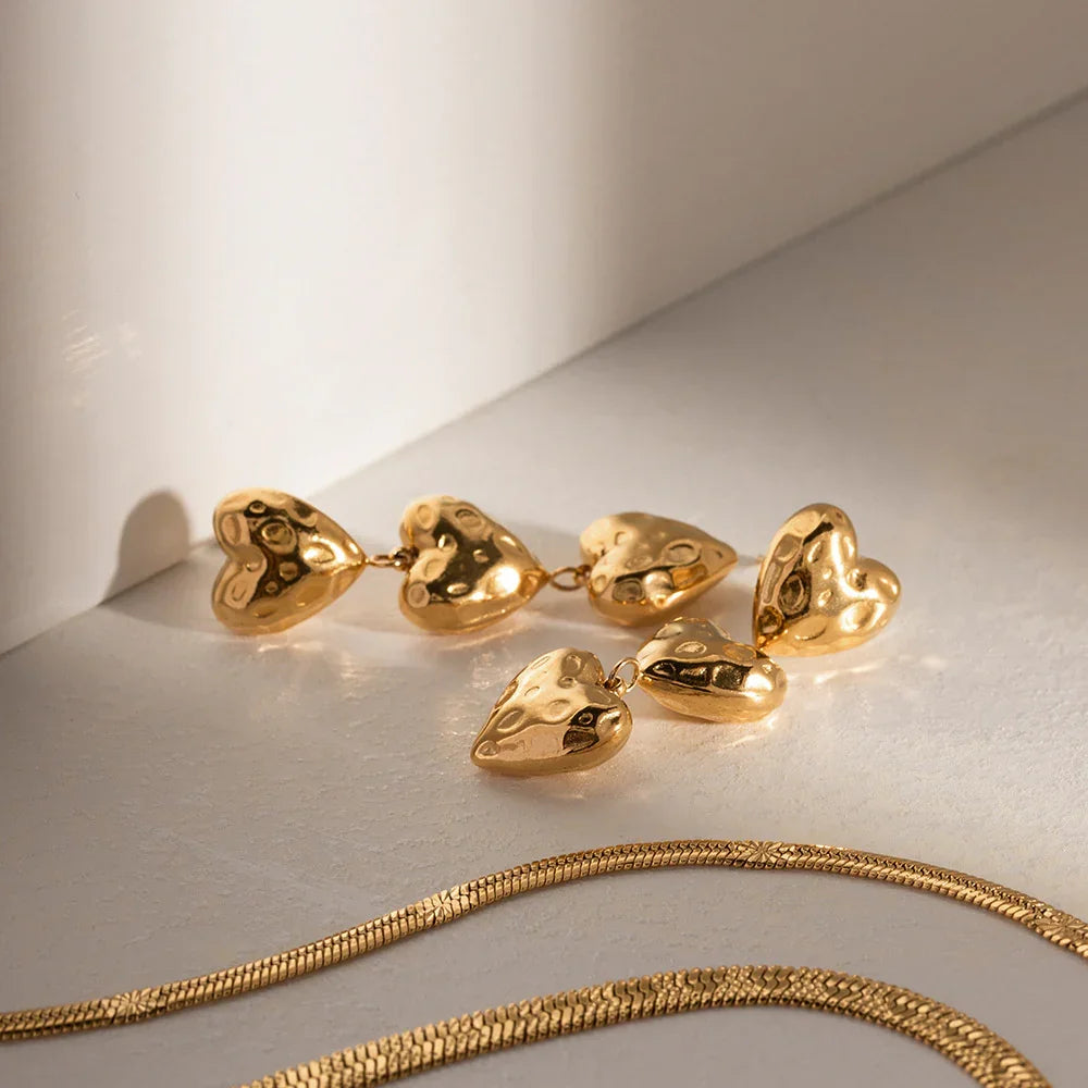[Royal&Vicky]Heather Heart Gold Earrings
