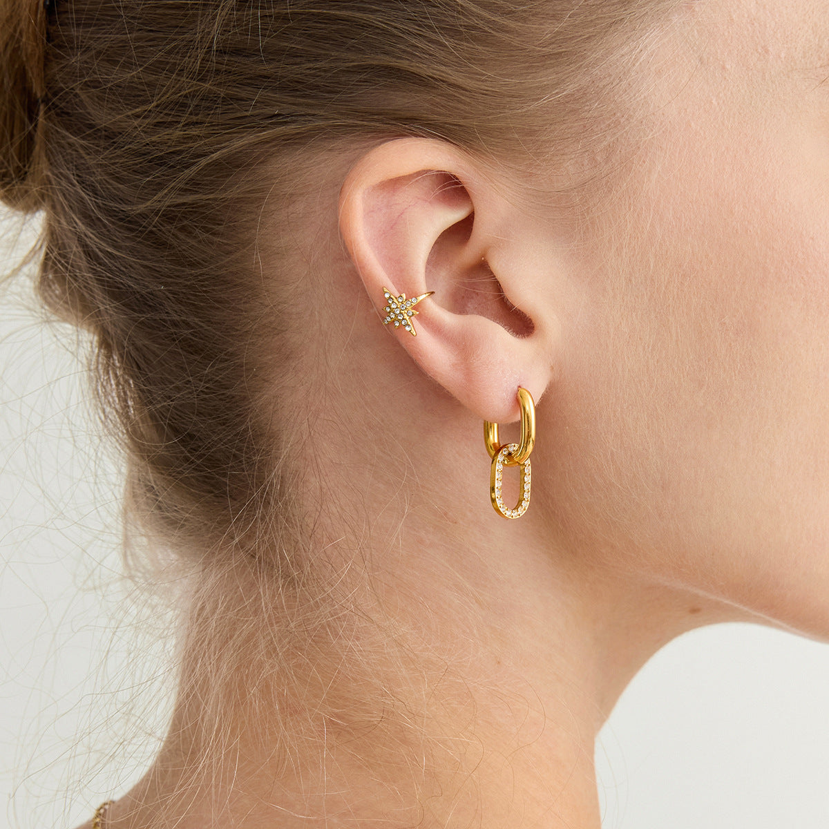[Royal&Vicky]Aina Double Hoop Diamond Earrings