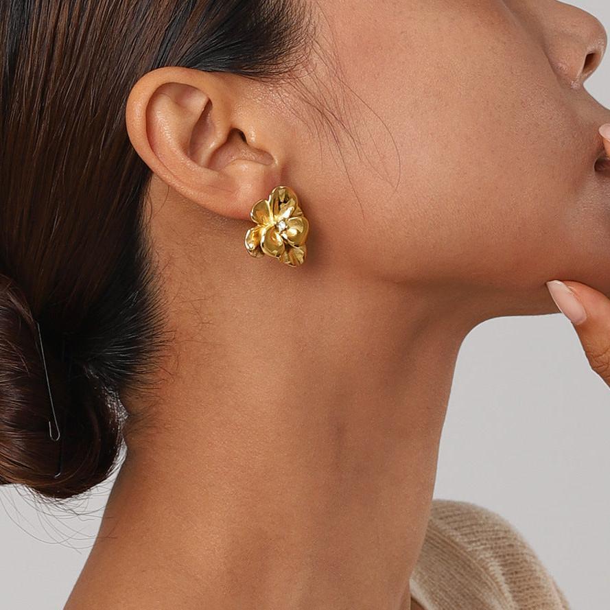 [Royal&Vicky]Ainsley Floral Gold Earrings