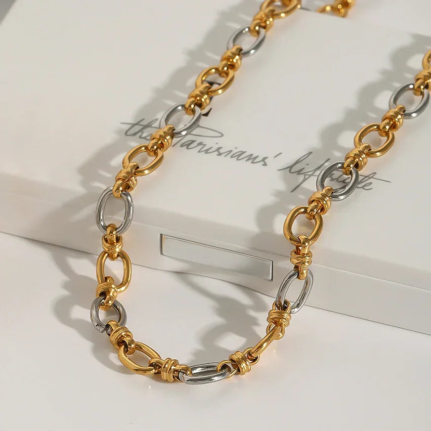 [Royal&Vicky]Addison Two Tone Gold Necklace