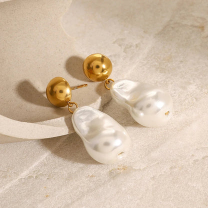 [Royal&Vicky]Ariana Chunky Pearl Drop Earrings