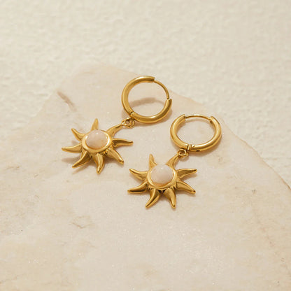 [Royal&Vicky]Helia Sun-shaped Moonstone Earrings