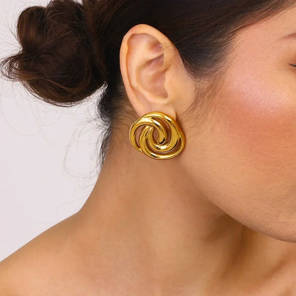 [Royal&Vicky]Janice Triple Spiral Gold Earrings