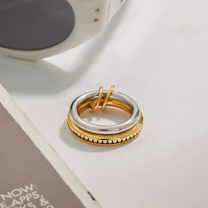 [Royal&Vicky]Claire Two Tone Ring Stack