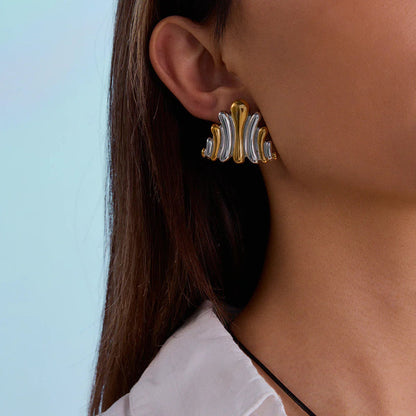 [Royal&Vicky]Nora Ripple Gold Earrings