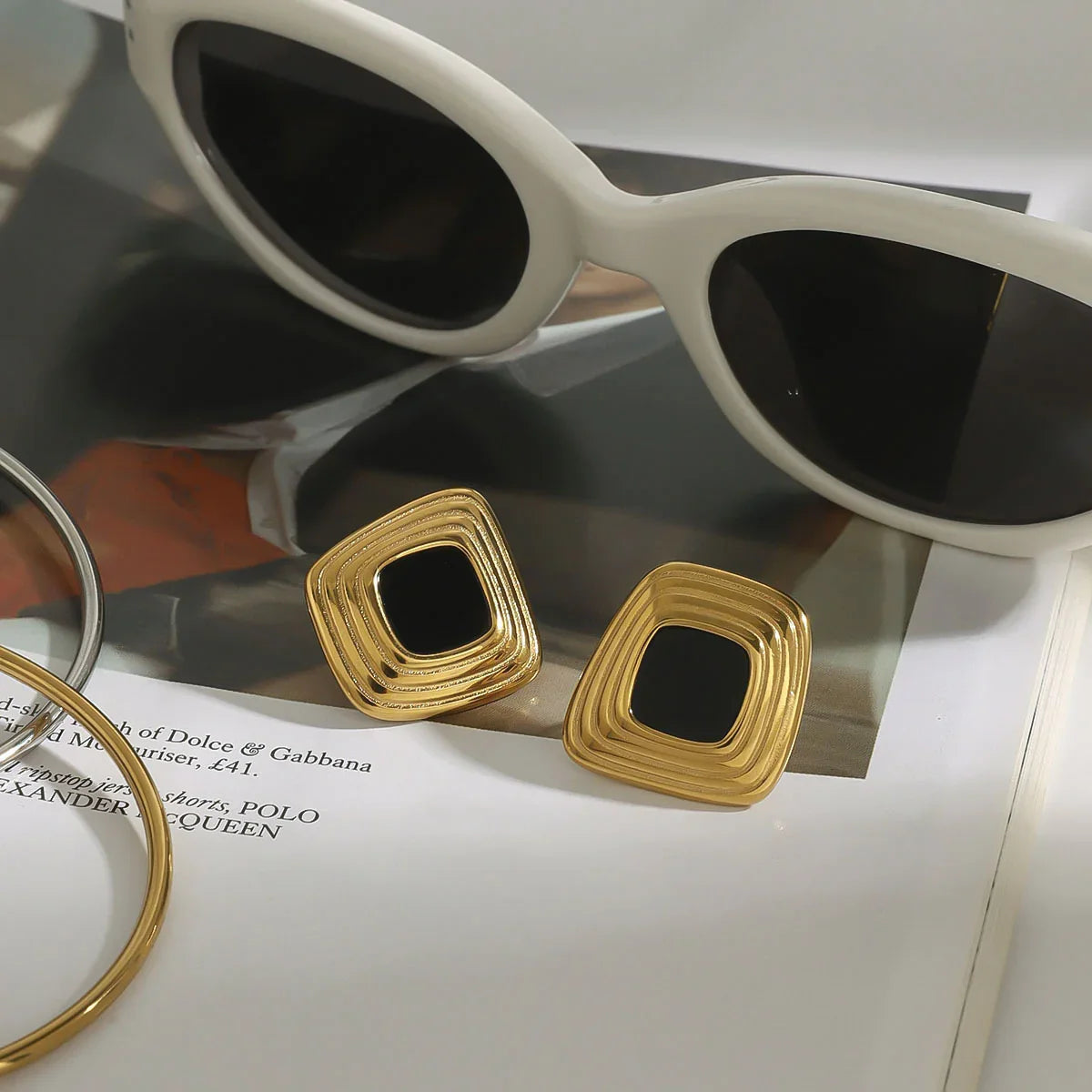 [Royal&Vicky]Sylvie Geometric Gold Earrings