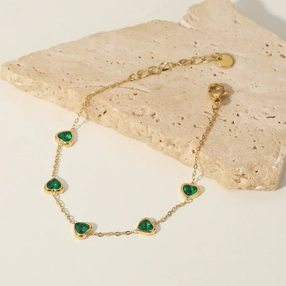 [Royal&Vicky]Francia Green Heart Bracelet