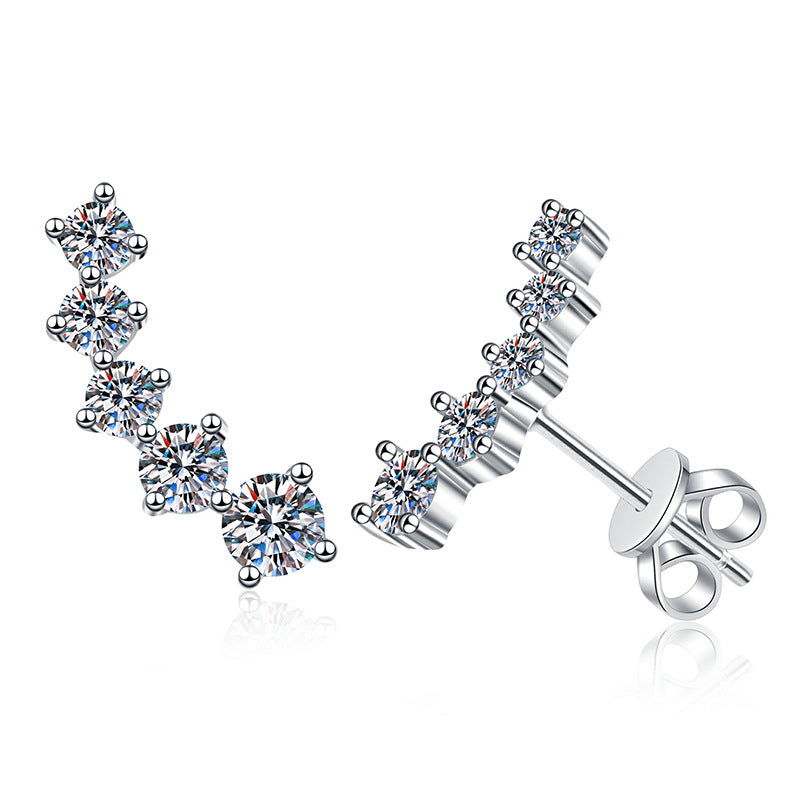 [Leaves]SPARKLING SMILE ARC MOISSANITE STUD EARRINGS