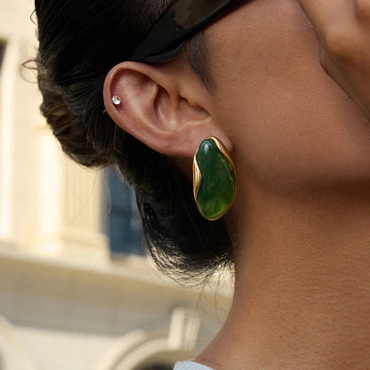 [Royal&Vicky]Amelise Polished Gemstone Earrings