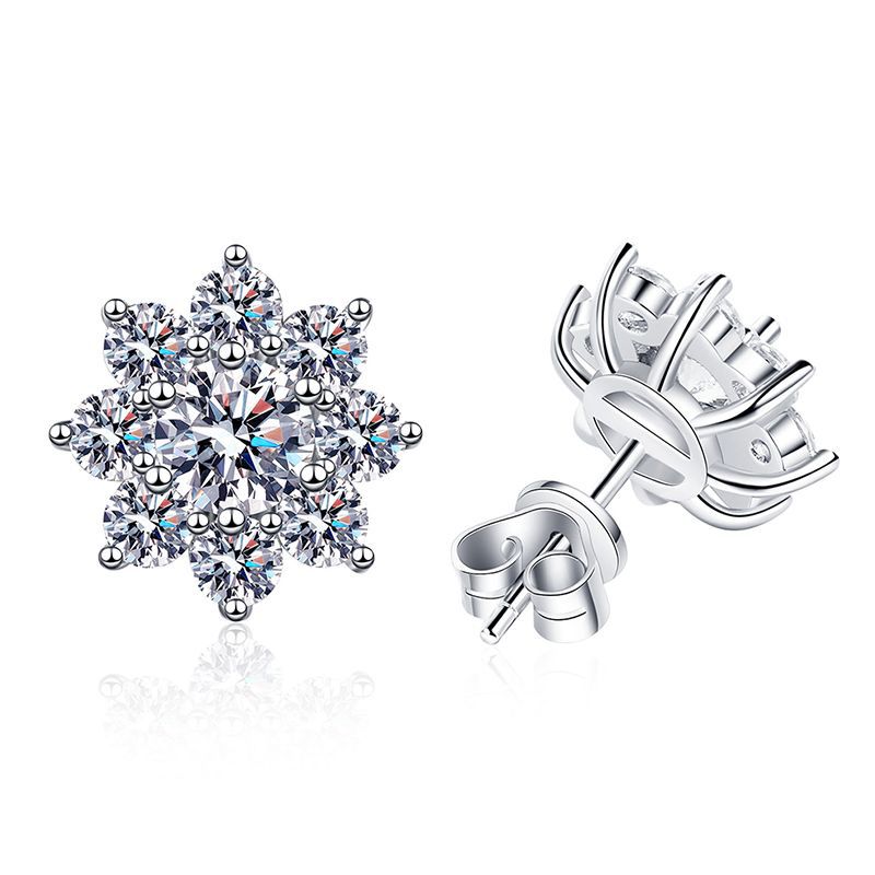 [Royal&Vicky]RADIANT SUNFLOWER MOISSANITE STUD EARRINGS