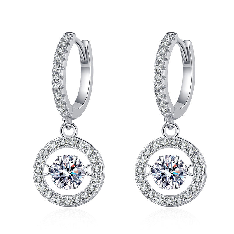[Leaves]DANCING MOISSANITE HALO DROP HOOP EARRINGS