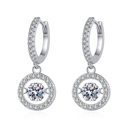[Leaves]DANCING MOISSANITE HALO DROP HOOP EARRINGS