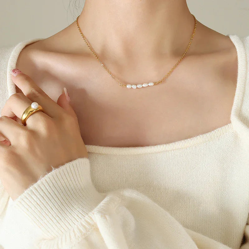 [Royal&Vicky]Fleur Freshwater Pearl Gold Necklace