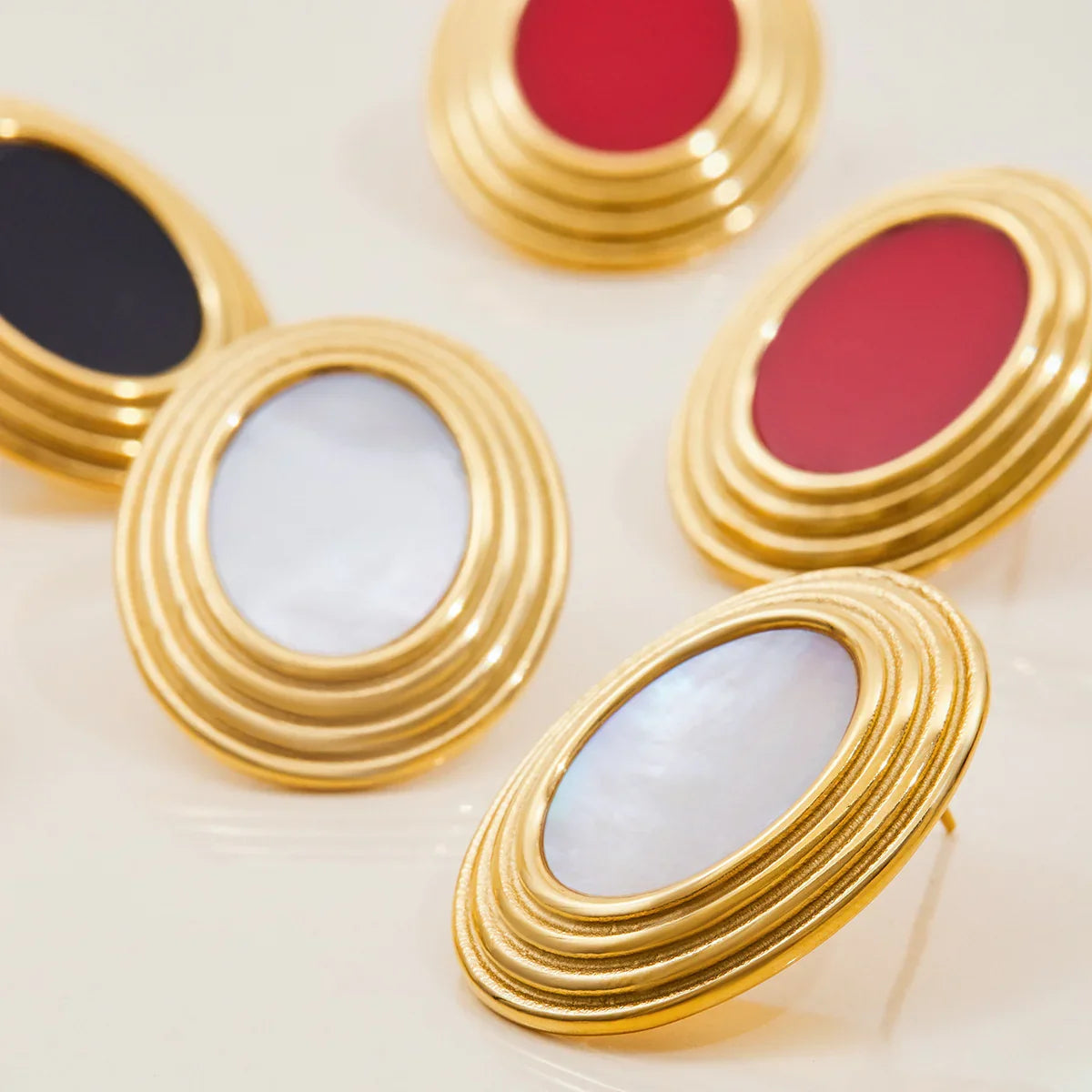 [Royal&Vicky]Ruthie Gold Enamel Earrings
