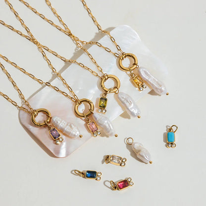 [Royal&Vicky]Caitlin Birthstone Pearl Necklace