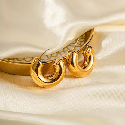 [Royal&Vicky]Natalia Chunky Gold Hoops
