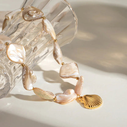 [Royal&Vicky]Aquamarine Seashell Necklace