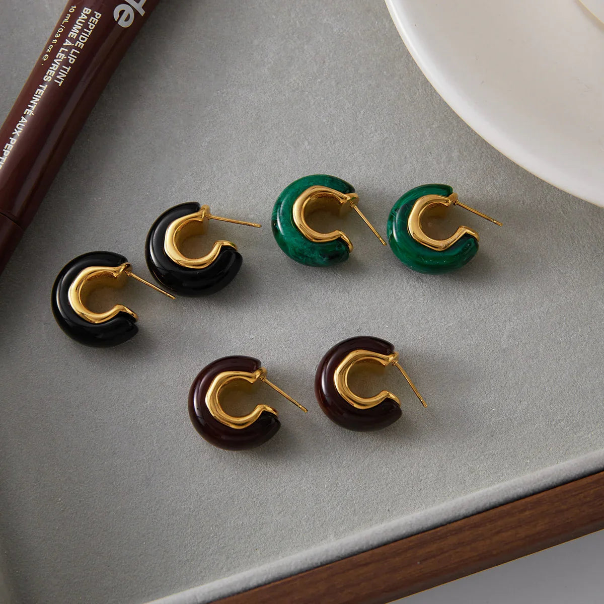 [Royal&Vicky]Lexi Chunky Enamel Hoops