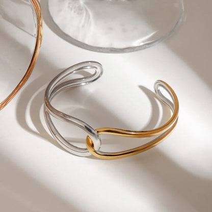 [Royal&Vicky]Noria Two Tone Gold Bangle