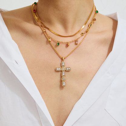 [Royal&Vicky]Evangelina Diamond Cross Necklace
