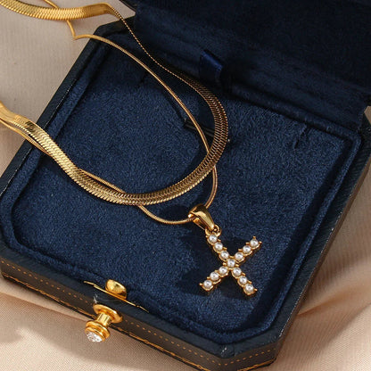 [Royal&Vicky]Fiona Layered Gold Initial Letter Necklace
