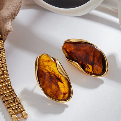 [Royal&Vicky]Amelise Polished Gemstone Earrings
