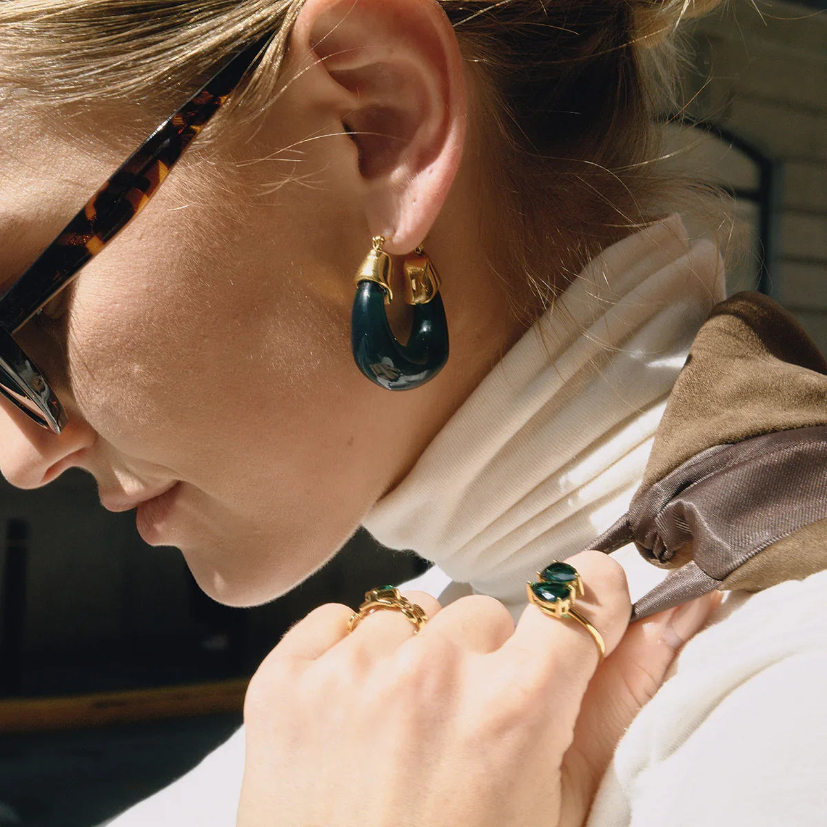 [Royal&Vicky]Leighton Chunky Enamel Hoops