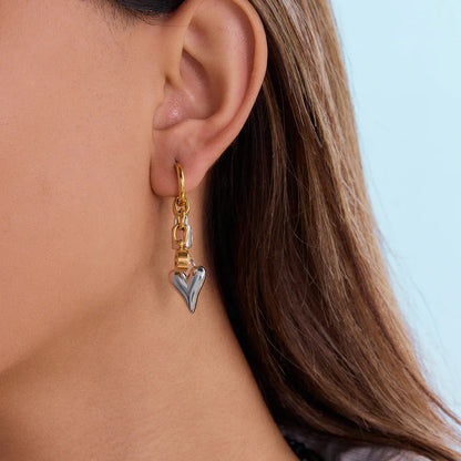 [Royal&Vicky]Sarah Heart & Lock Gold Earrings