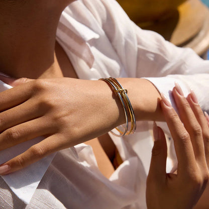 [Royal&Vicky]Romina Two Tone Stacked Bracelet
