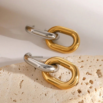 [Royal&Vicky]Taylor Two Tone Double Hoops