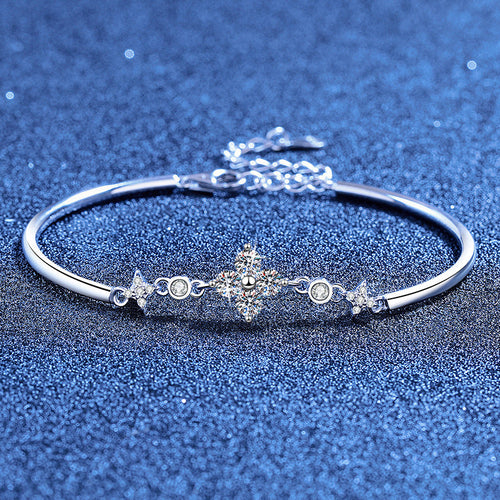 [Leaves]CLOVER & TWIN-STAR MOISSANITE BRACELET