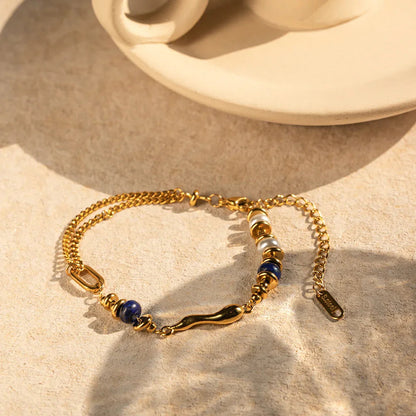 [Royal&Vicky]Quintessa Layered Chain Pearl Bracelet