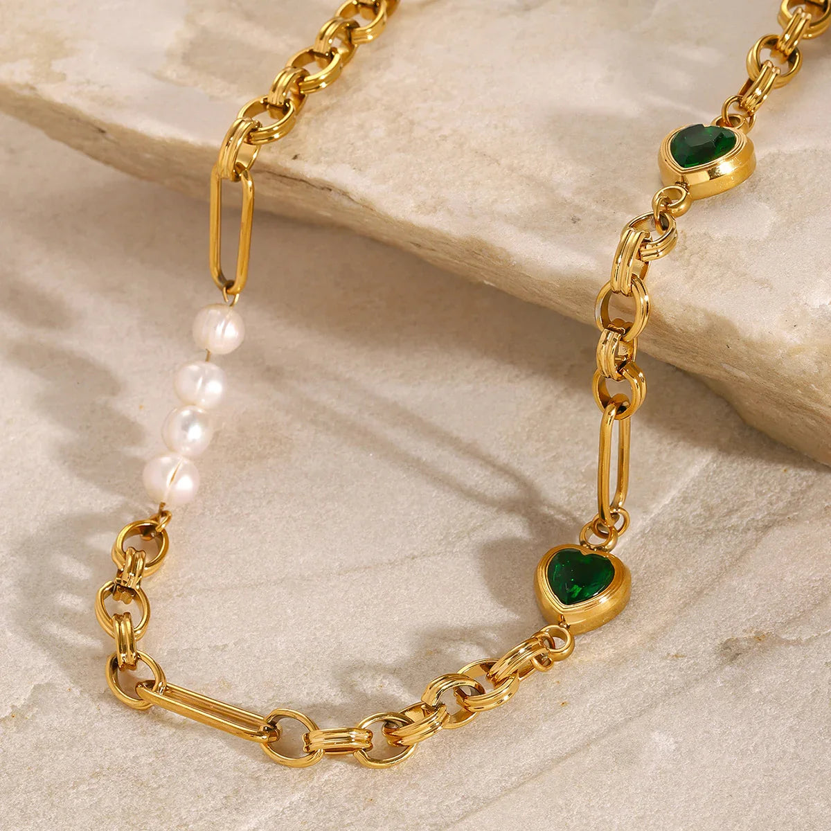 [Royal&Vicky]Maddison Pearl Chain Gold Necklace