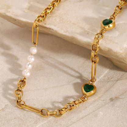 [Royal&Vicky]Maddison Pearl Chain Gold Necklace